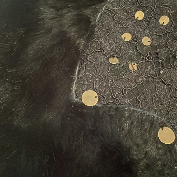 Large big Buddha mixed suede fur sequin bag - Picture 2 of 5